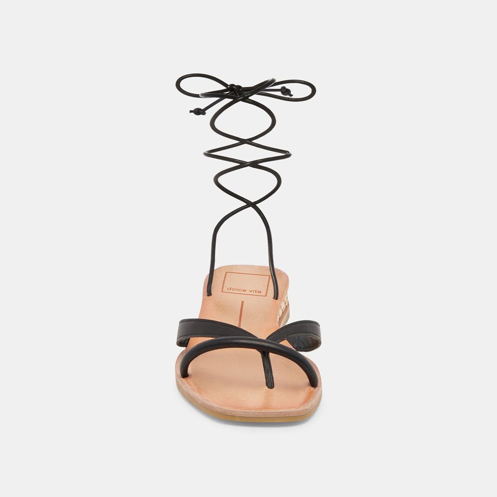 Dolce Vita Prax Leather Women Sandals Black | US-630185YQF