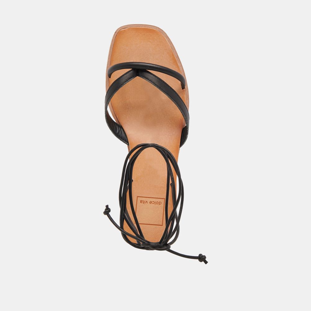 Dolce Vita Prax Leather Women Sandals Black | US-630185YQF