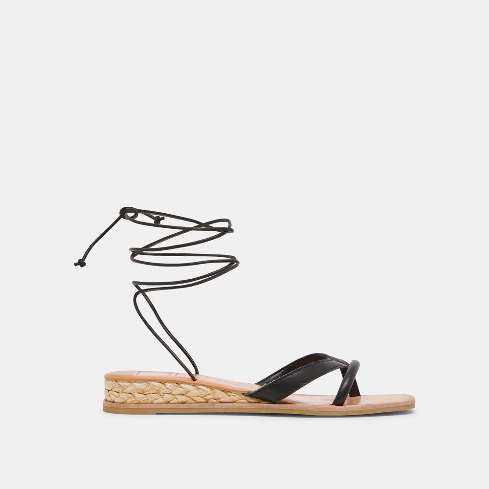 Dolce Vita Prax Leather Women Sandals Black | US-630185YQF