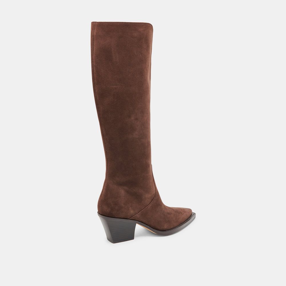 Dolce Vita Raj Suede Women Western Boots Dark Brown | US-234710JXF