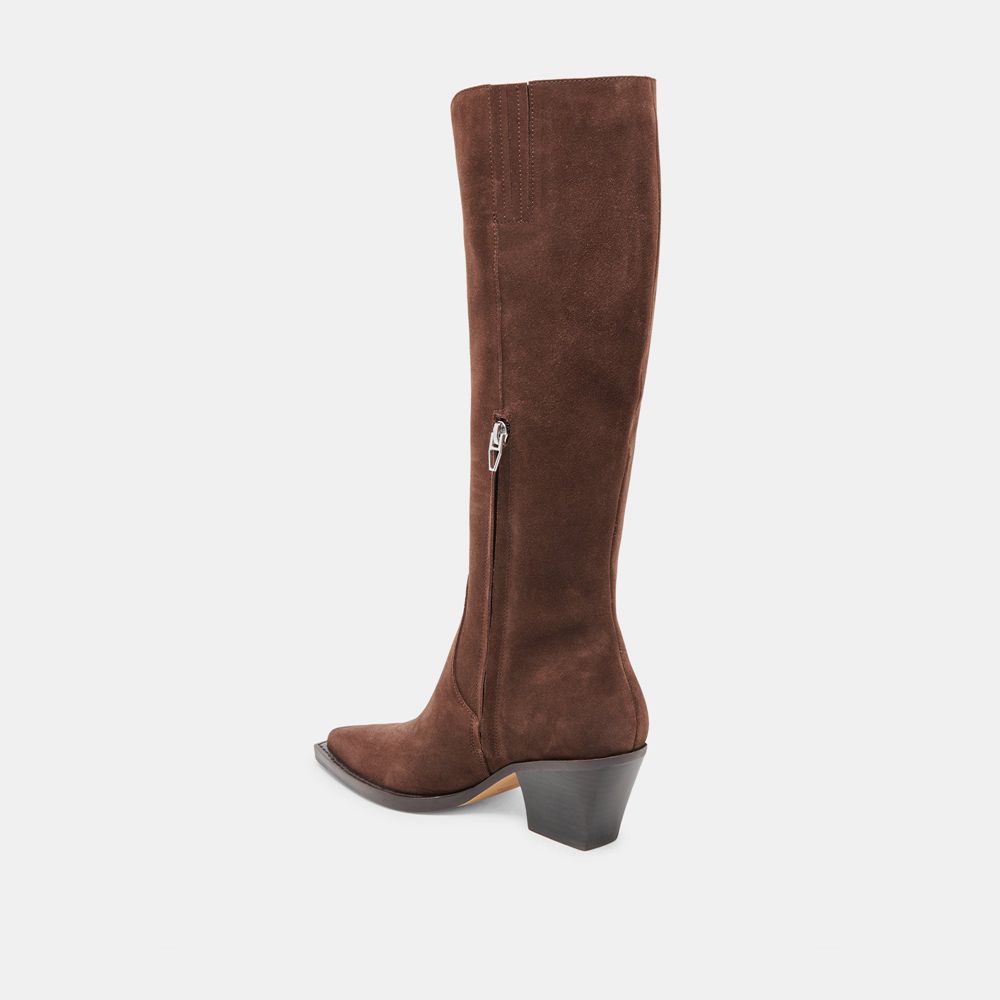 Dolce Vita Raj Suede Women Western Boots Dark Brown | US-234710JXF