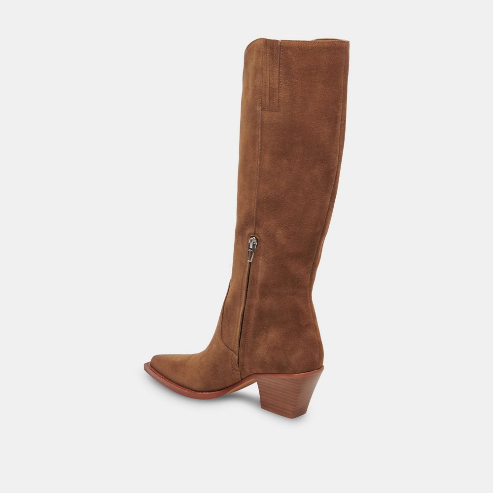 Dolce Vita Raj Suede Women Western Boots Brown | US-359760NIZ