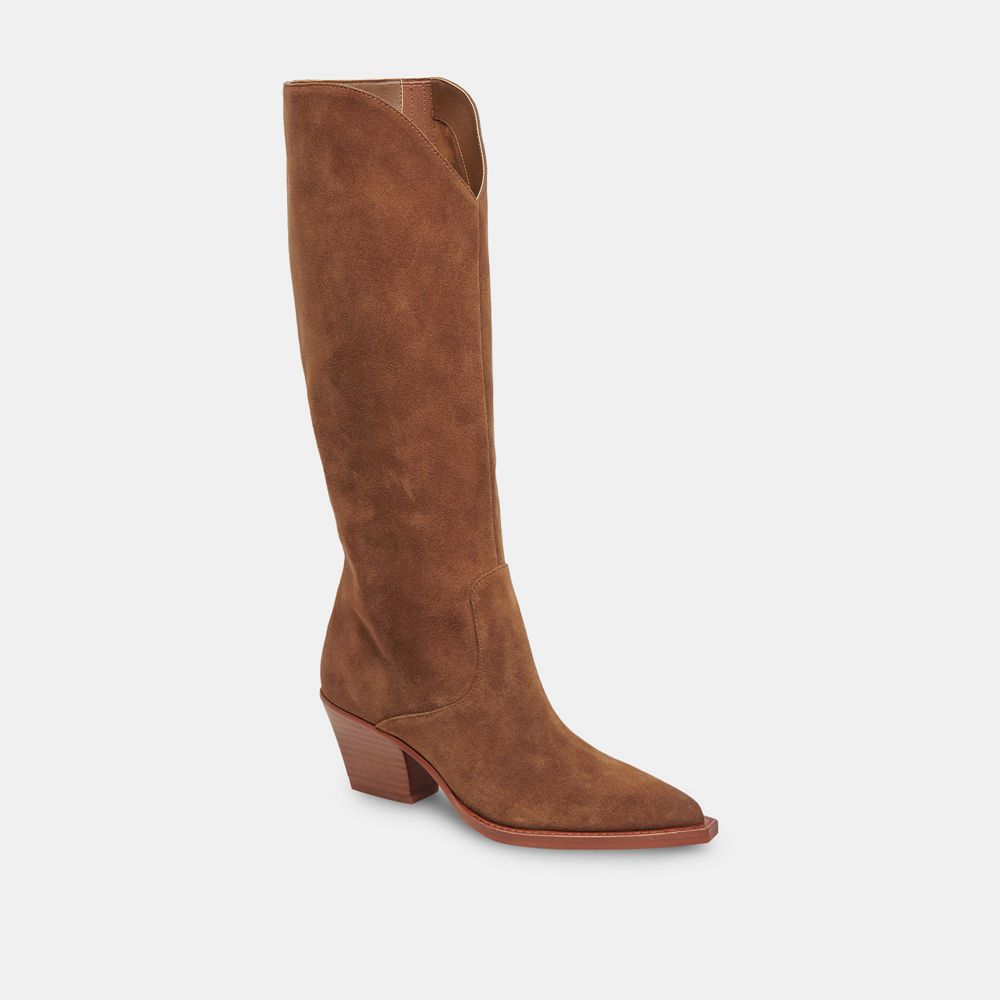 Dolce Vita Raj Wide Calf Suede Women Boots Brown | US-714032QZC