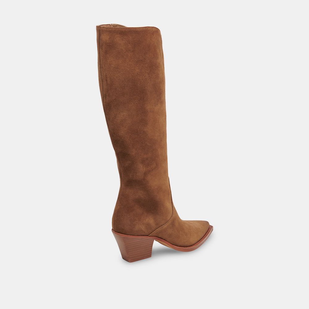 Dolce Vita Raj Wide Calf Suede Women Boots Brown | US-714032QZC