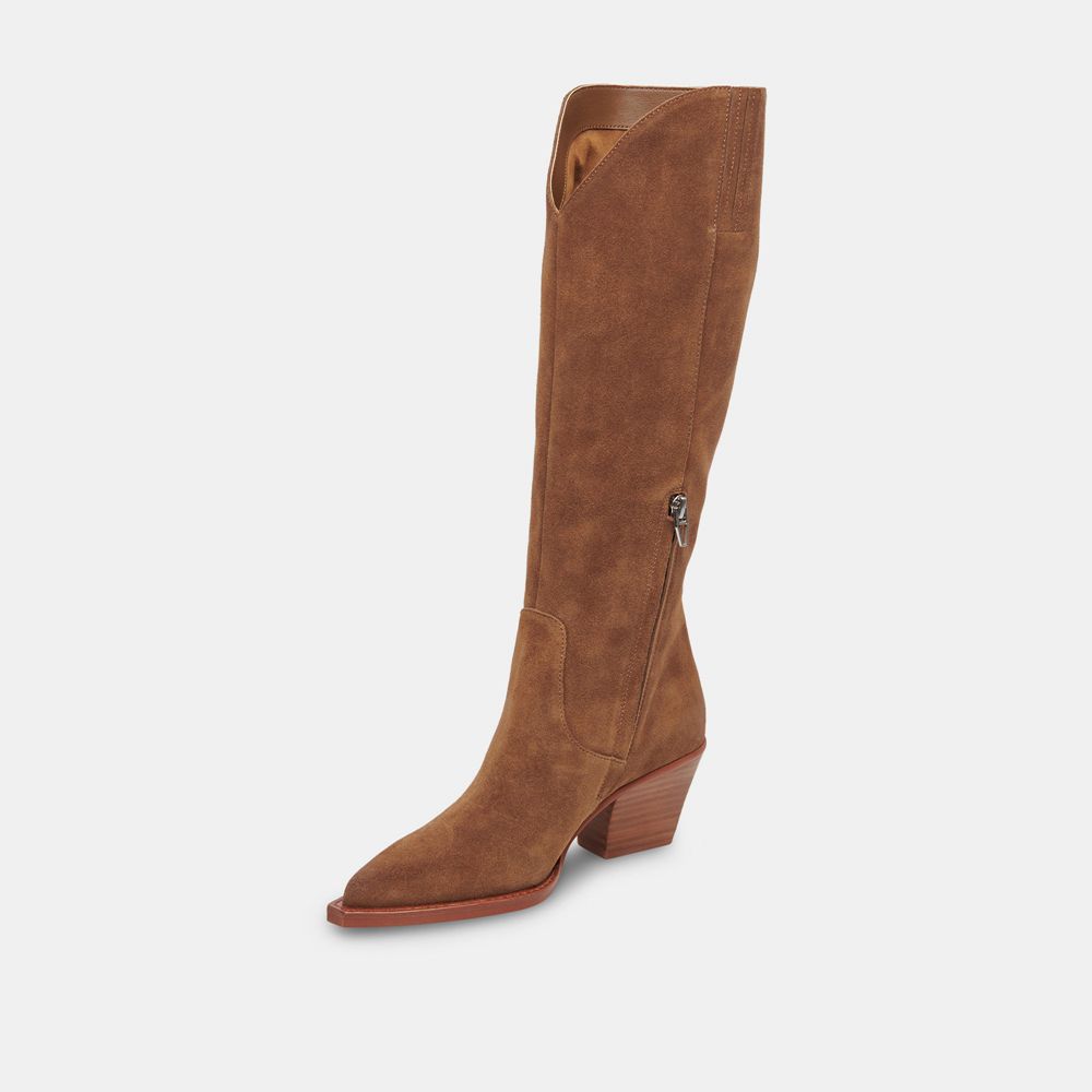 Dolce Vita Raj Wide Calf Suede Women Boots Brown | US-714032QZC