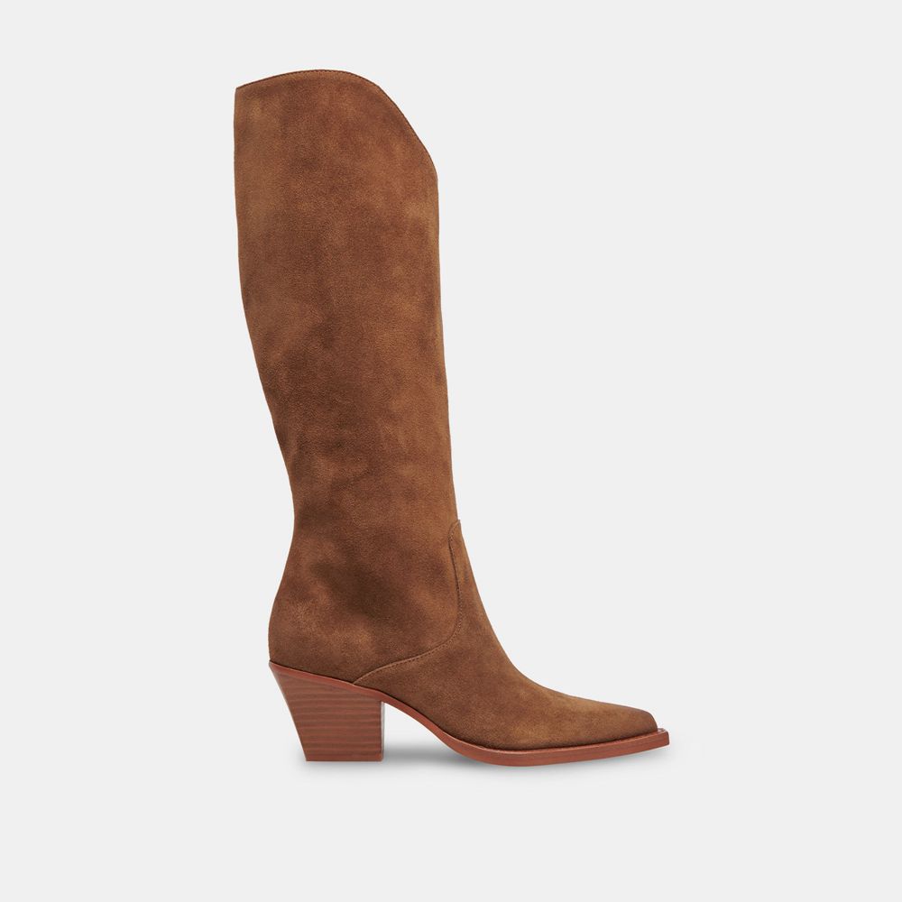 Dolce Vita Raj Wide Calf Suede Women Boots Brown | US-714032QZC