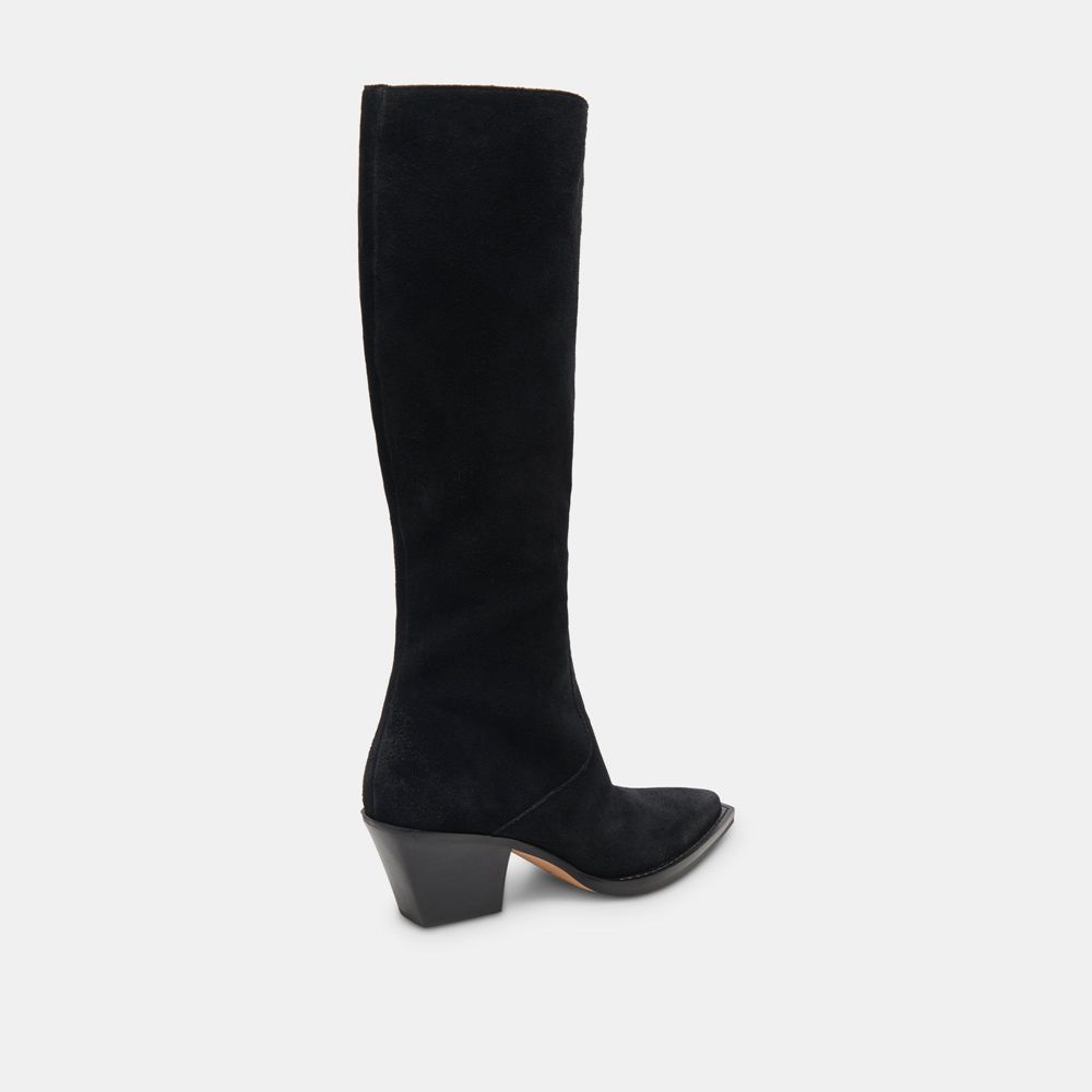 Dolce Vita Raj Wide Calf Suede Women Boots Black | US-604731ESX