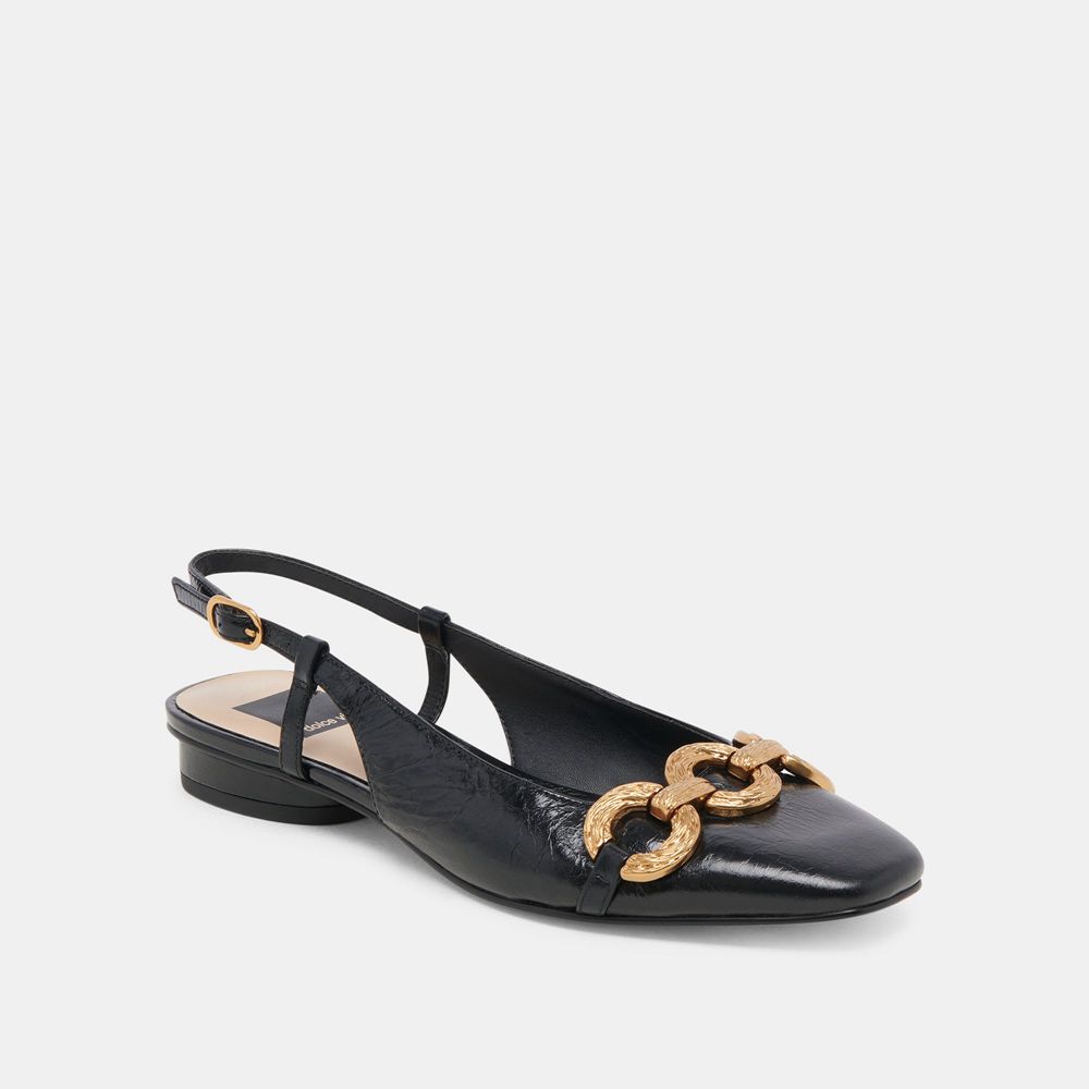 Dolce Vita Ramano Crinkle Patent Women Flats Black | US-591386FSP