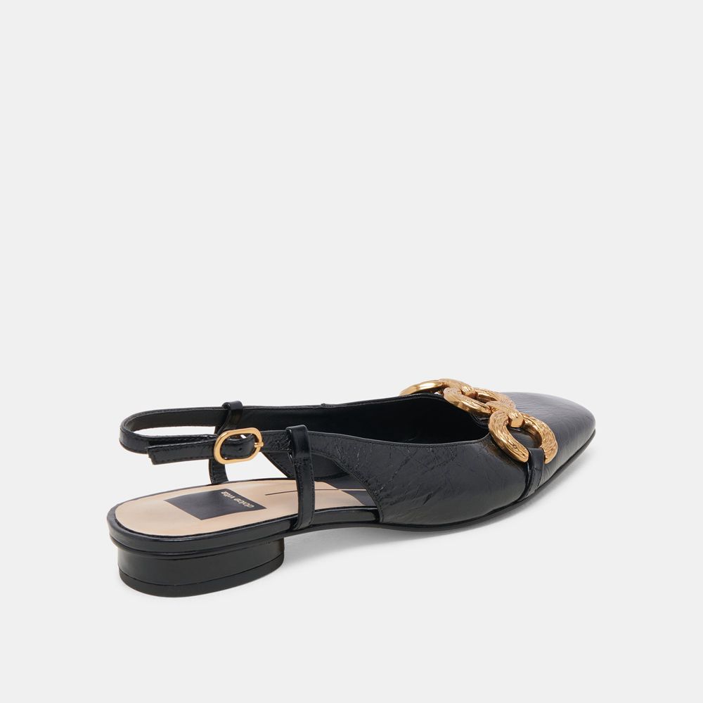 Dolce Vita Ramano Crinkle Patent Women Flats Black | US-591386FSP