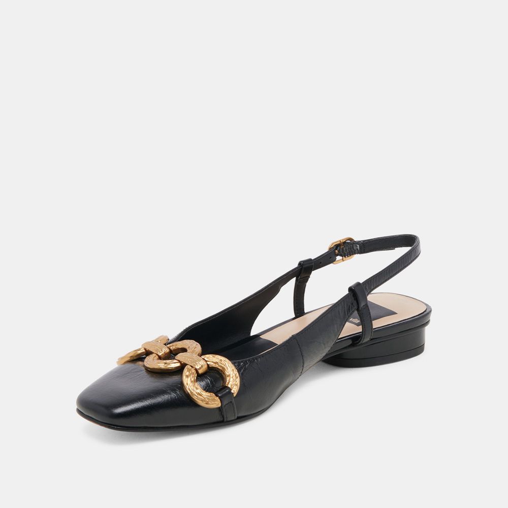 Dolce Vita Ramano Crinkle Patent Women Flats Black | US-591386FSP