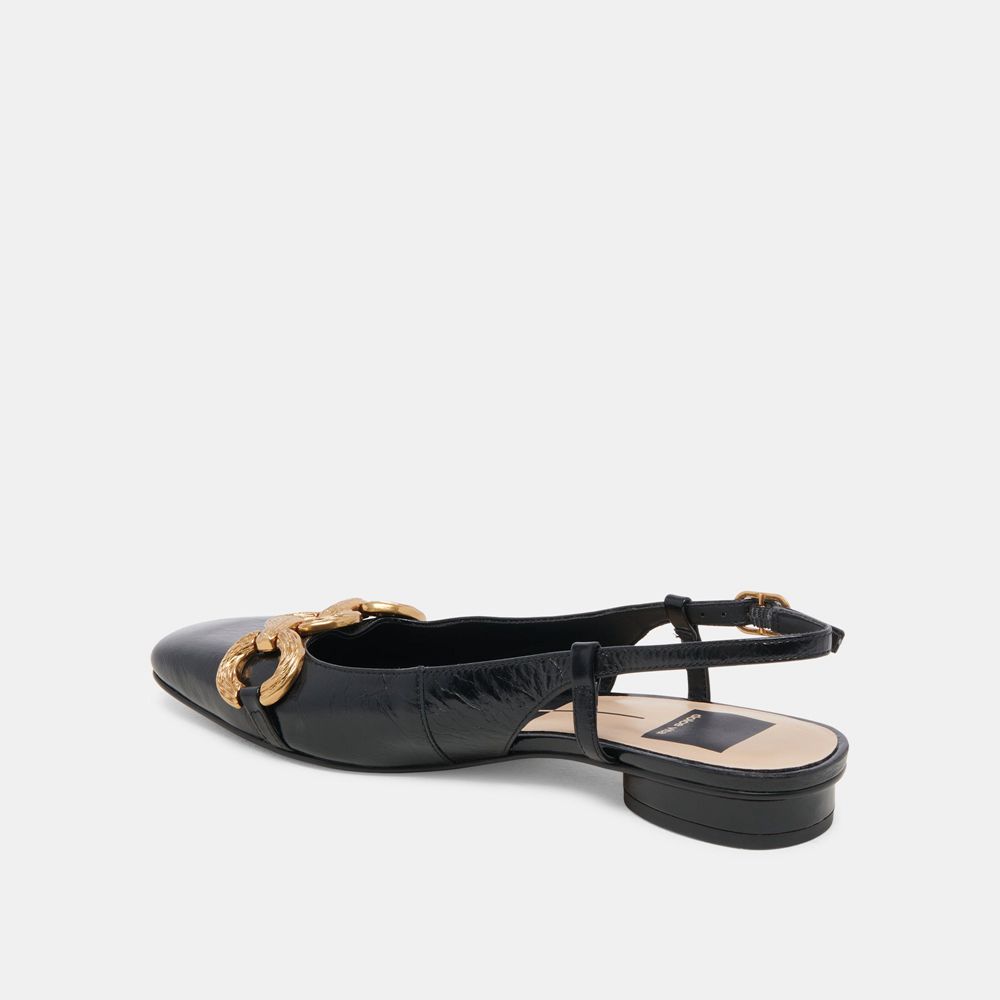 Dolce Vita Ramano Crinkle Patent Women Flats Black | US-591386FSP