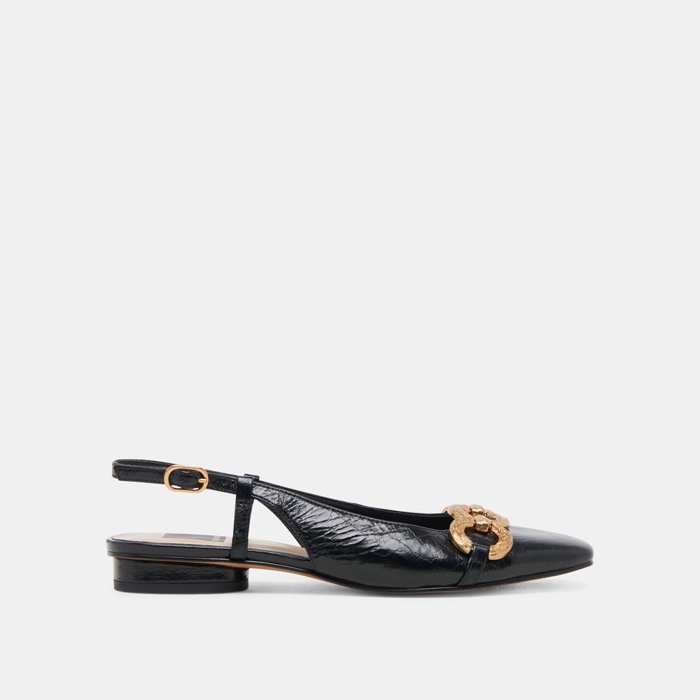 Dolce Vita Ramano Crinkle Patent Women Flats Black | US-591386FSP