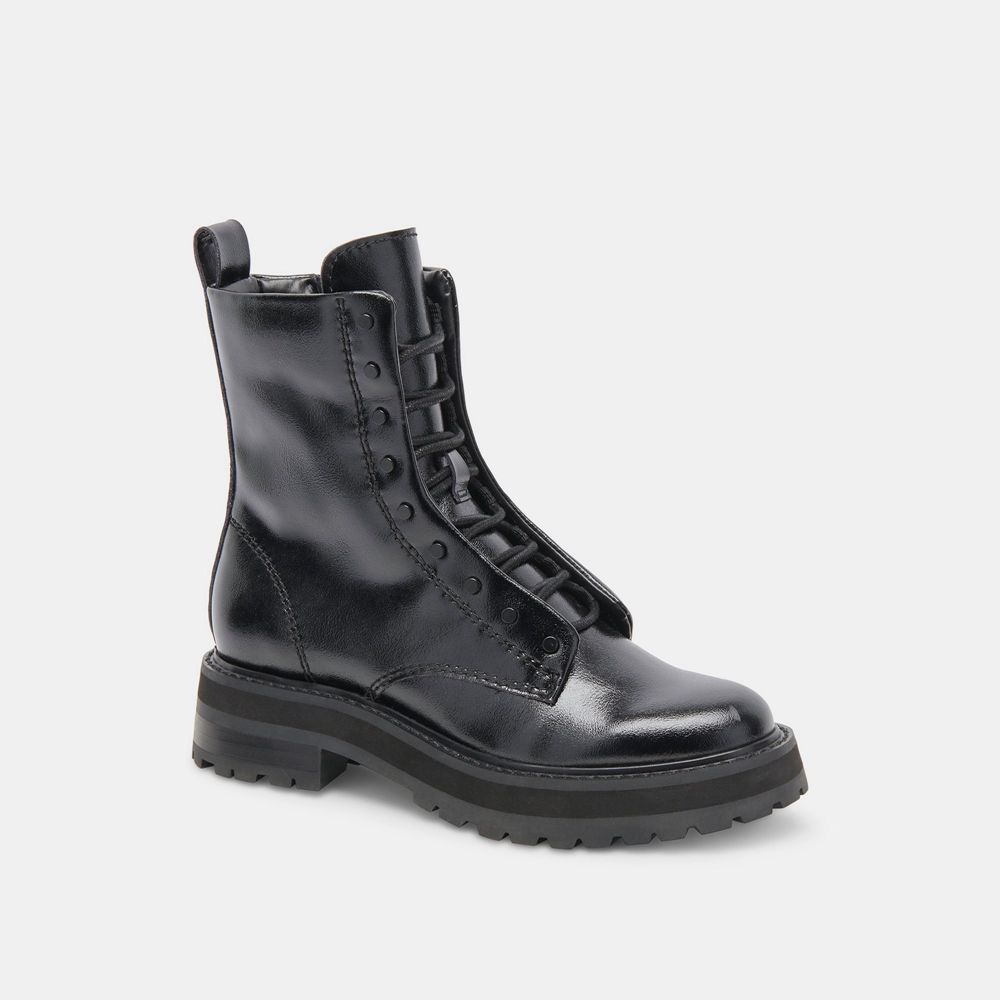 Dolce Vita Ranier Crinkle Patent Women Boots Black | US-012673HYU