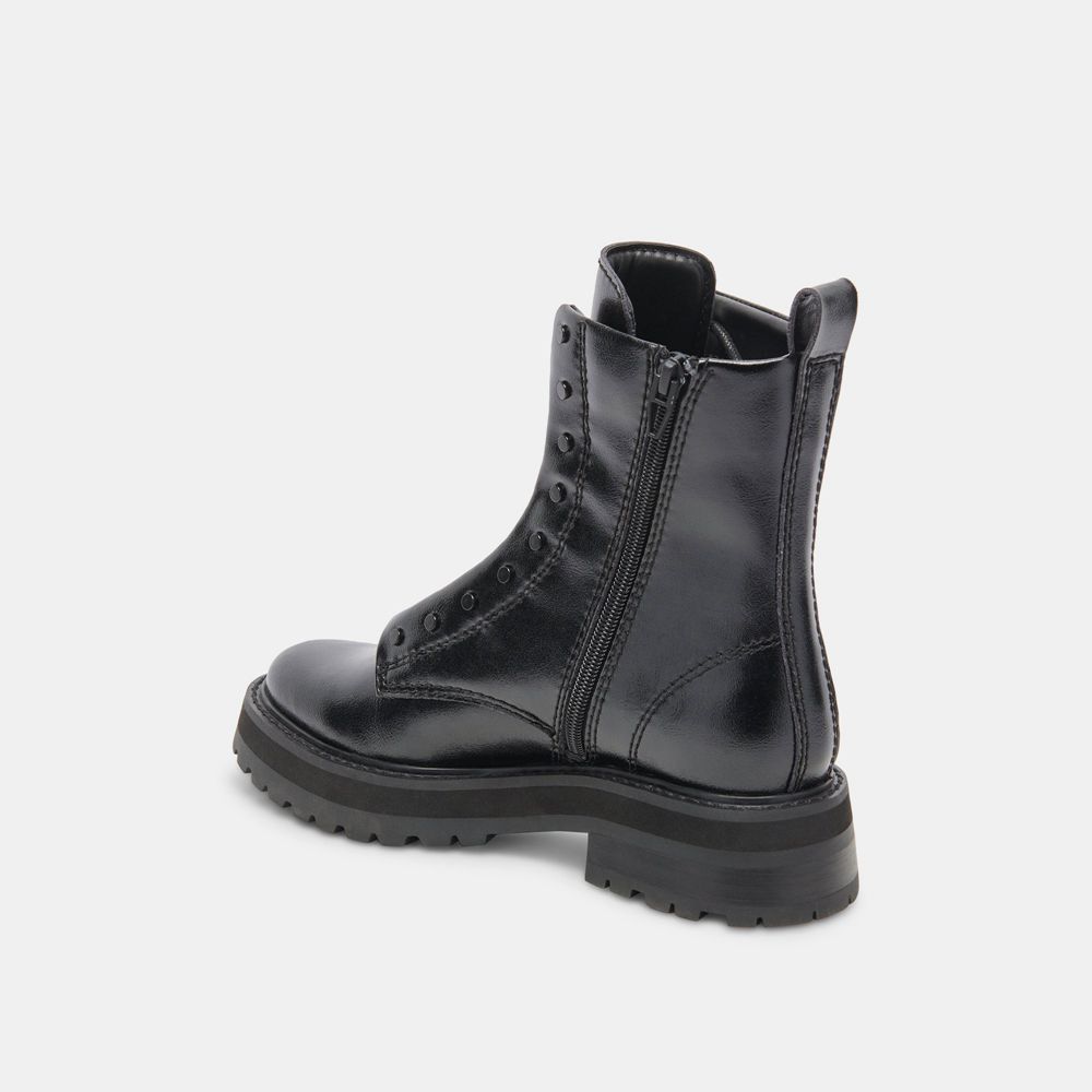 Dolce Vita Ranier Crinkle Patent Women Boots Black | US-012673HYU