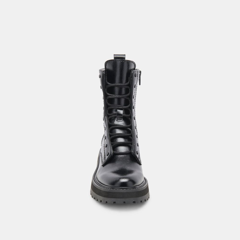 Dolce Vita Ranier Crinkle Patent Women Boots Black | US-012673HYU