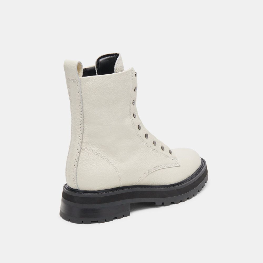 Dolce Vita Ranier Leather Women Boots White | US-918357PUW