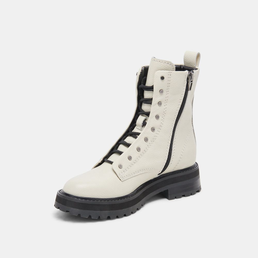 Dolce Vita Ranier Leather Women Boots White | US-918357PUW