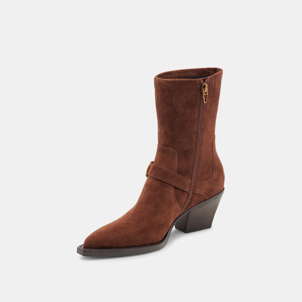 Dolce Vita Rave Suede Women Western Boots Dark Brown | US-910752COZ