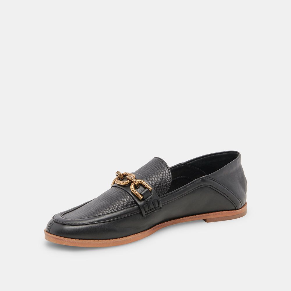 Dolce Vita Reign Leather Women Flats Black | US-193074KVQ