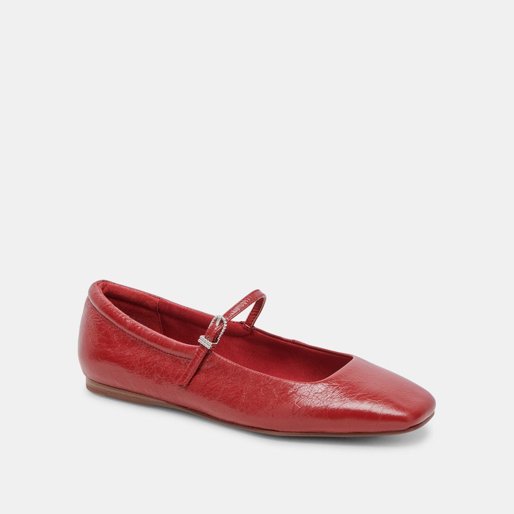 Dolce Vita Reyes Crinkle Patent Women Ballet Flats Red | US-428176FHJ