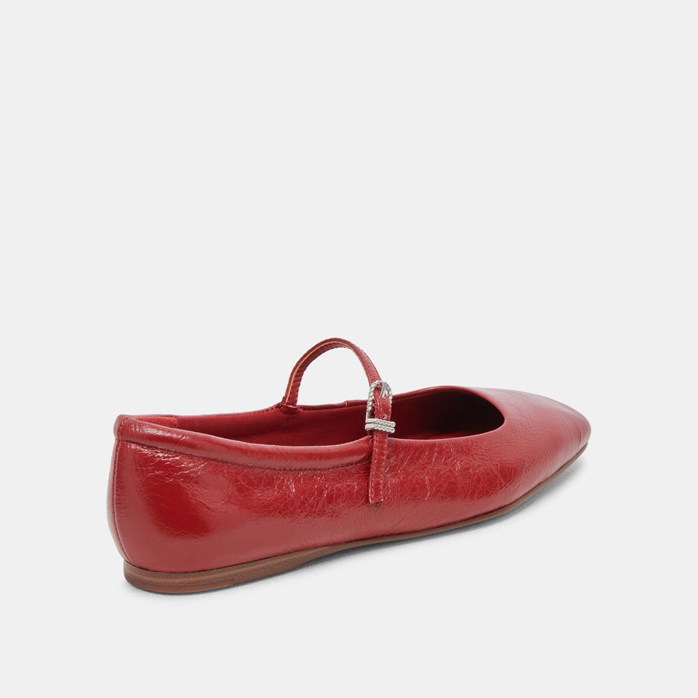 Dolce Vita Reyes Crinkle Patent Women Ballet Flats Red | US-428176FHJ