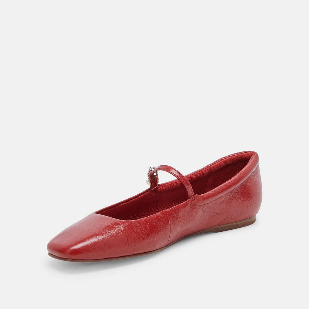 Dolce Vita Reyes Crinkle Patent Women Ballet Flats Red | US-428176FHJ