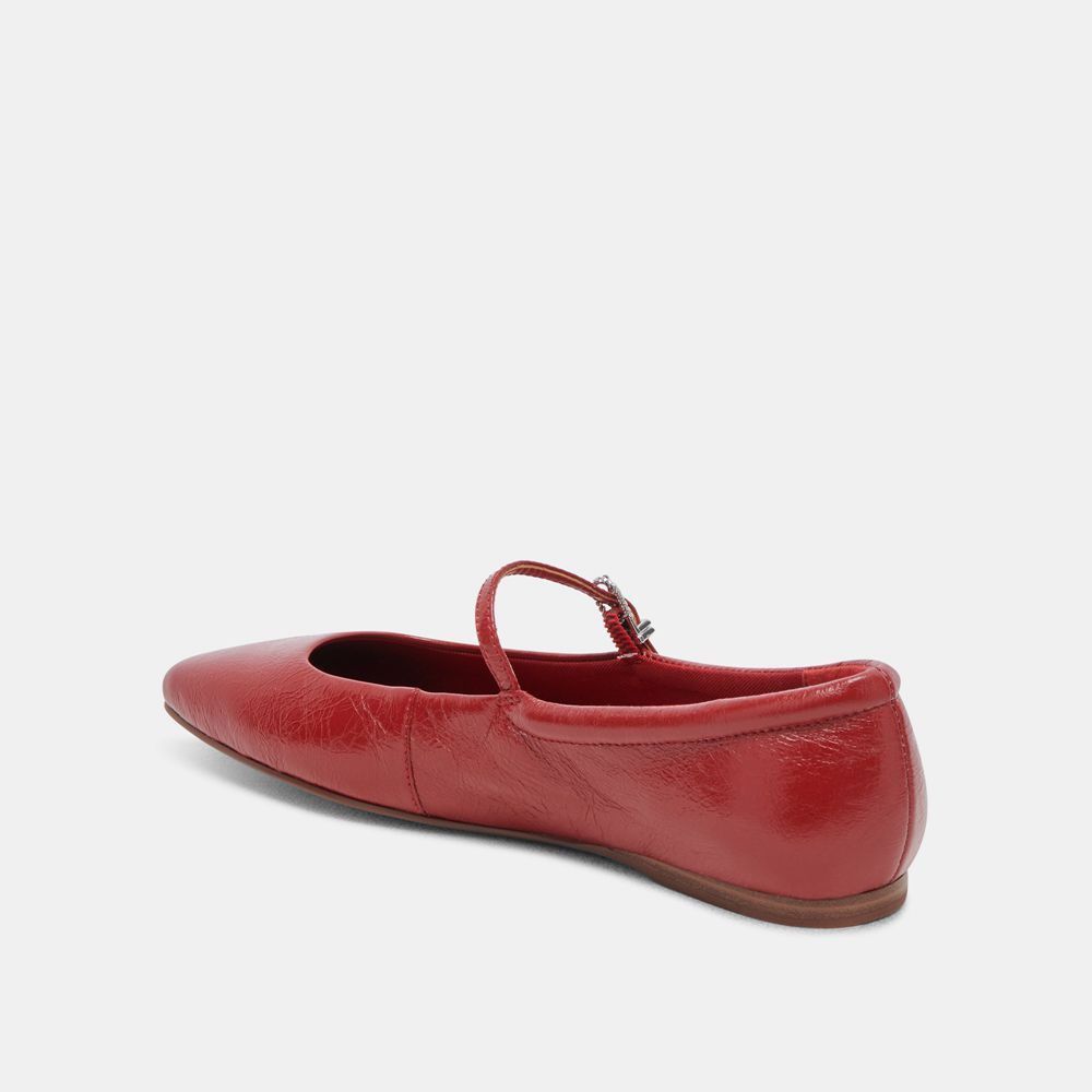 Dolce Vita Reyes Crinkle Patent Women Ballet Flats Red | US-428176FHJ