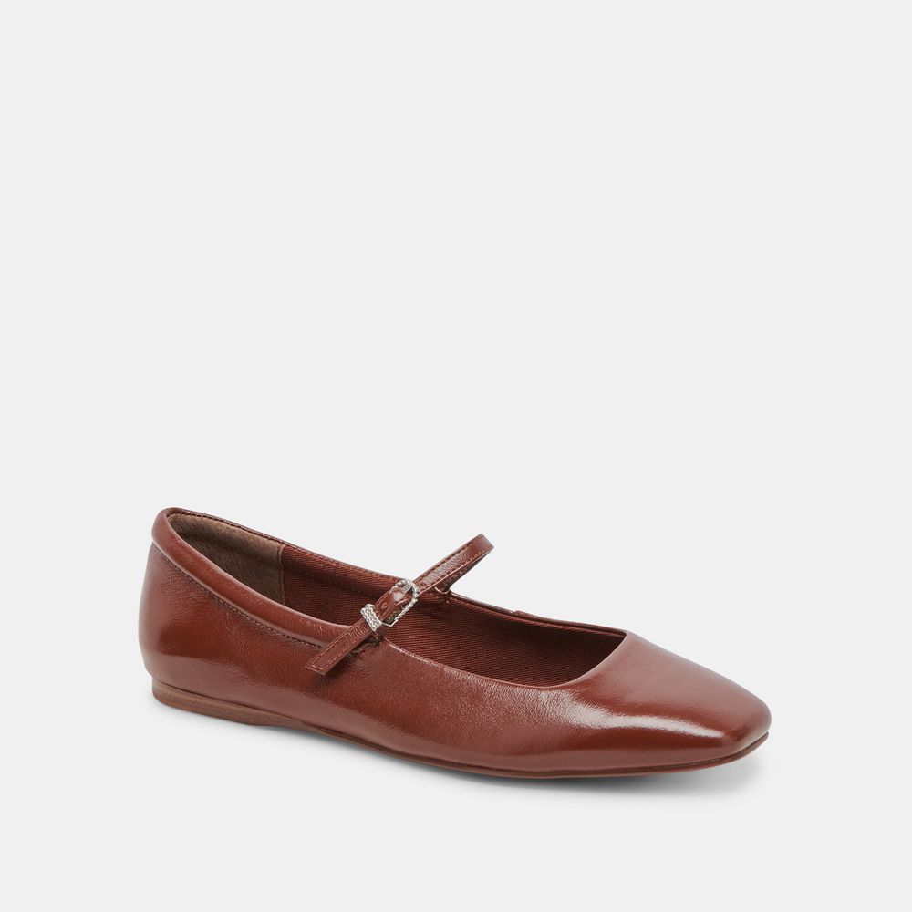 Dolce Vita Reyes Crinkle Patent Women Ballet Flats Brown | US-014627UZL