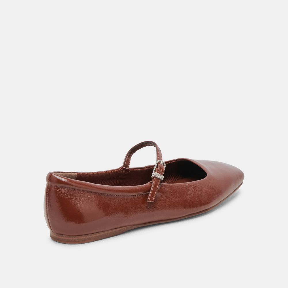 Dolce Vita Reyes Crinkle Patent Women Ballet Flats Brown | US-014627UZL