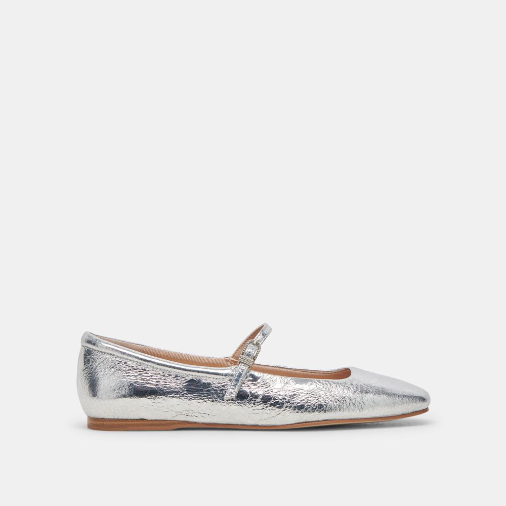 Dolce Vita Reyes Leather Women Ballet Flats Silver | US-639054STZ