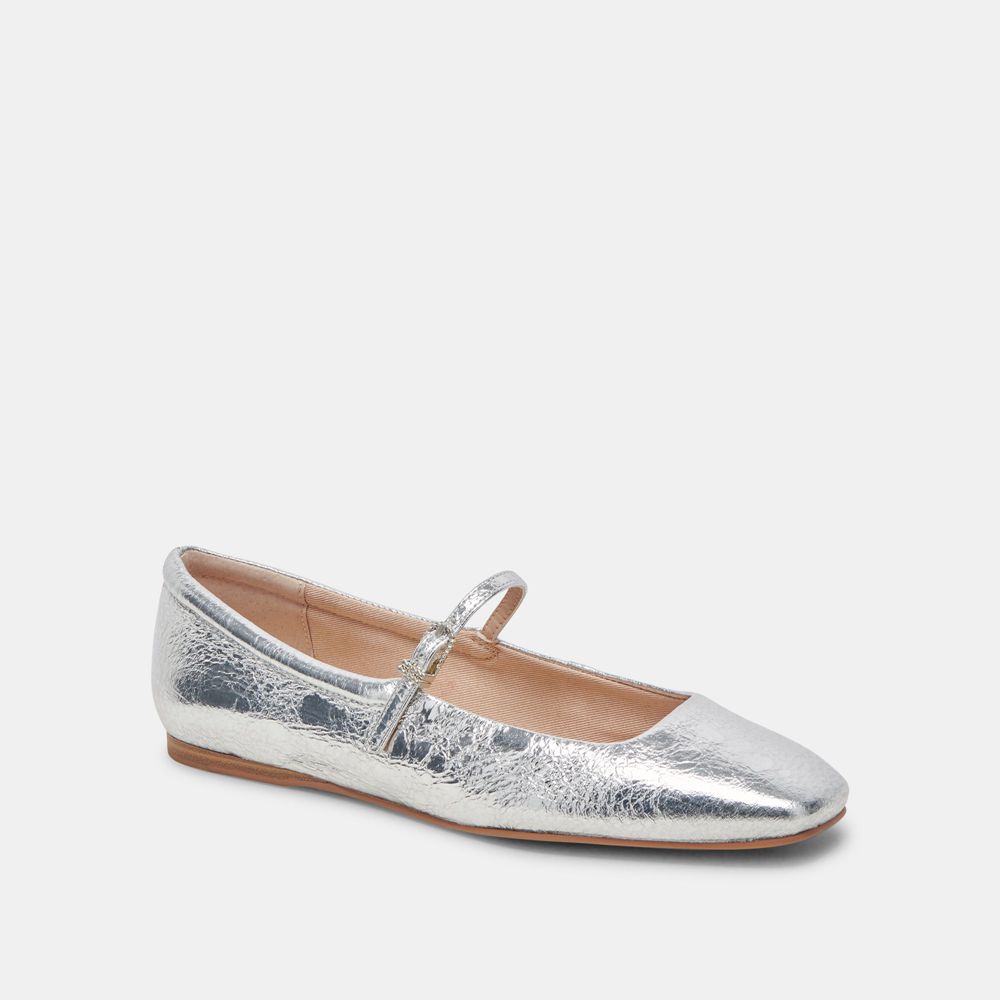 Dolce Vita Reyes Leather Women Ballet Flats Silver | US-639054STZ