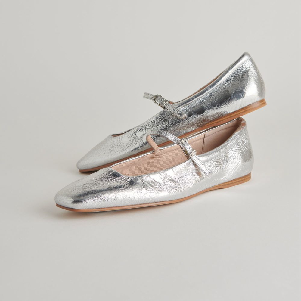 Dolce Vita Reyes Leather Women Ballet Flats Silver | US-639054STZ