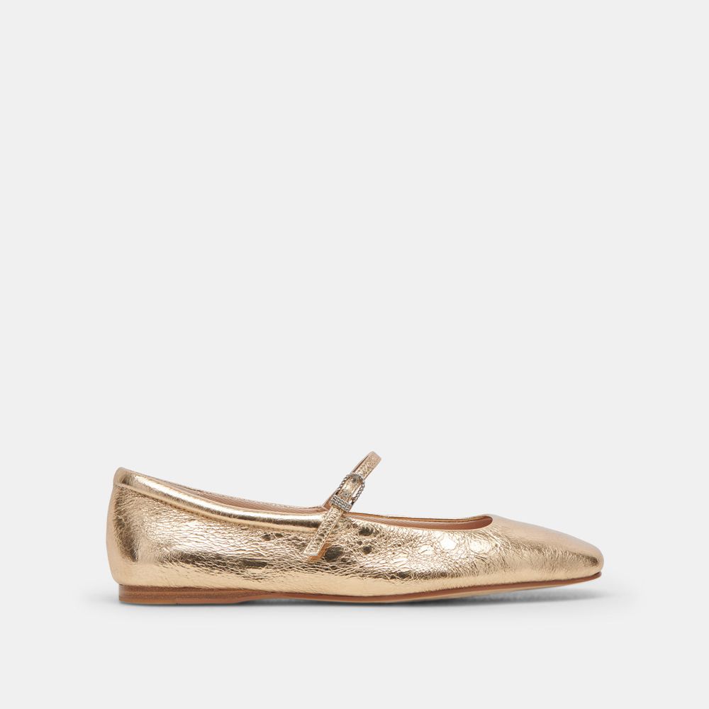 Dolce Vita Reyes Leather Women Ballet Flats Gold | US-318650NTZ