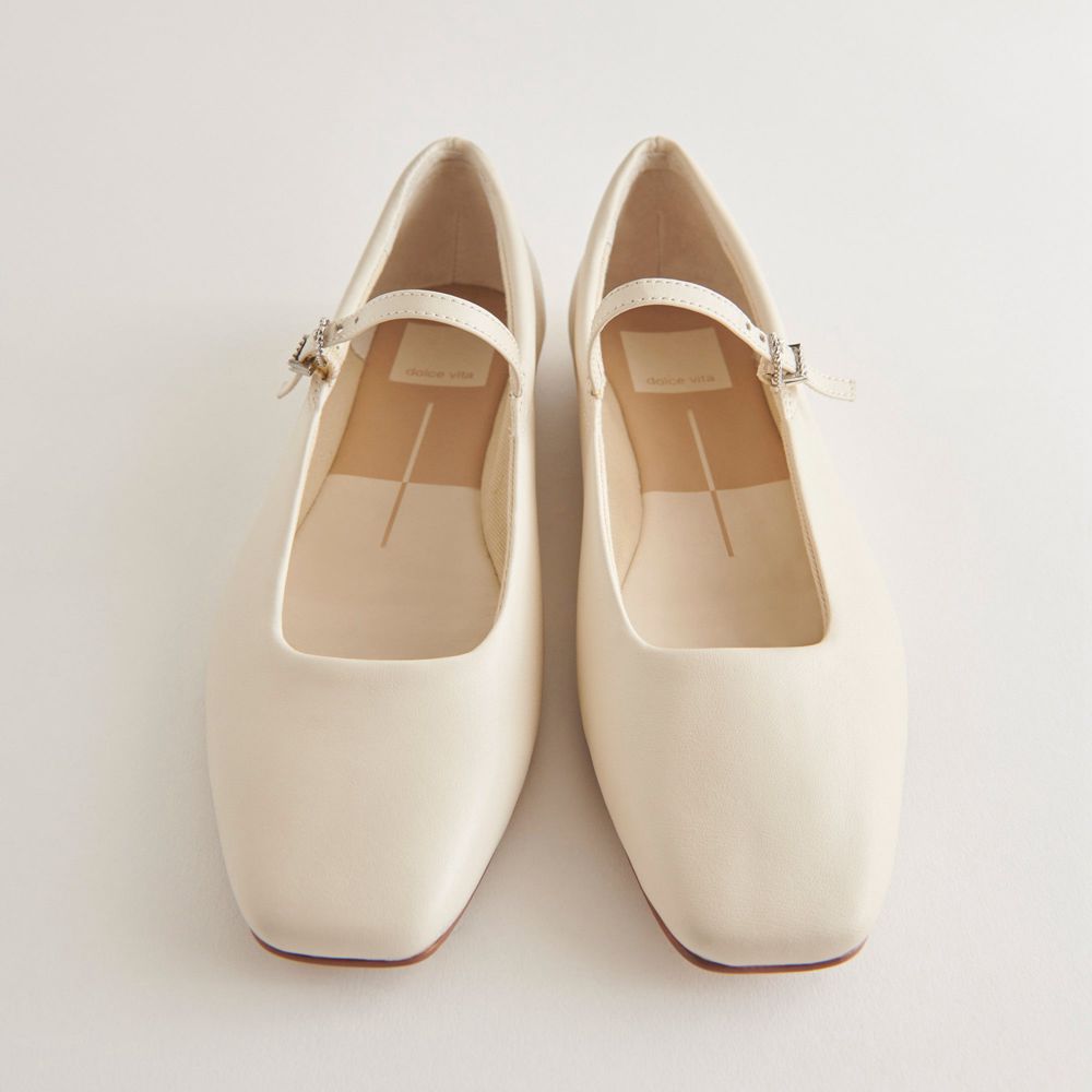 Dolce Vita Reyes Leather Women Ballet Flats Cream | US-127840HPQ