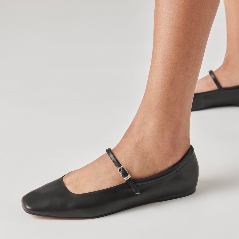 Dolce Vita Reyes Leather Women Ballet Flats Black | US-381254ADB