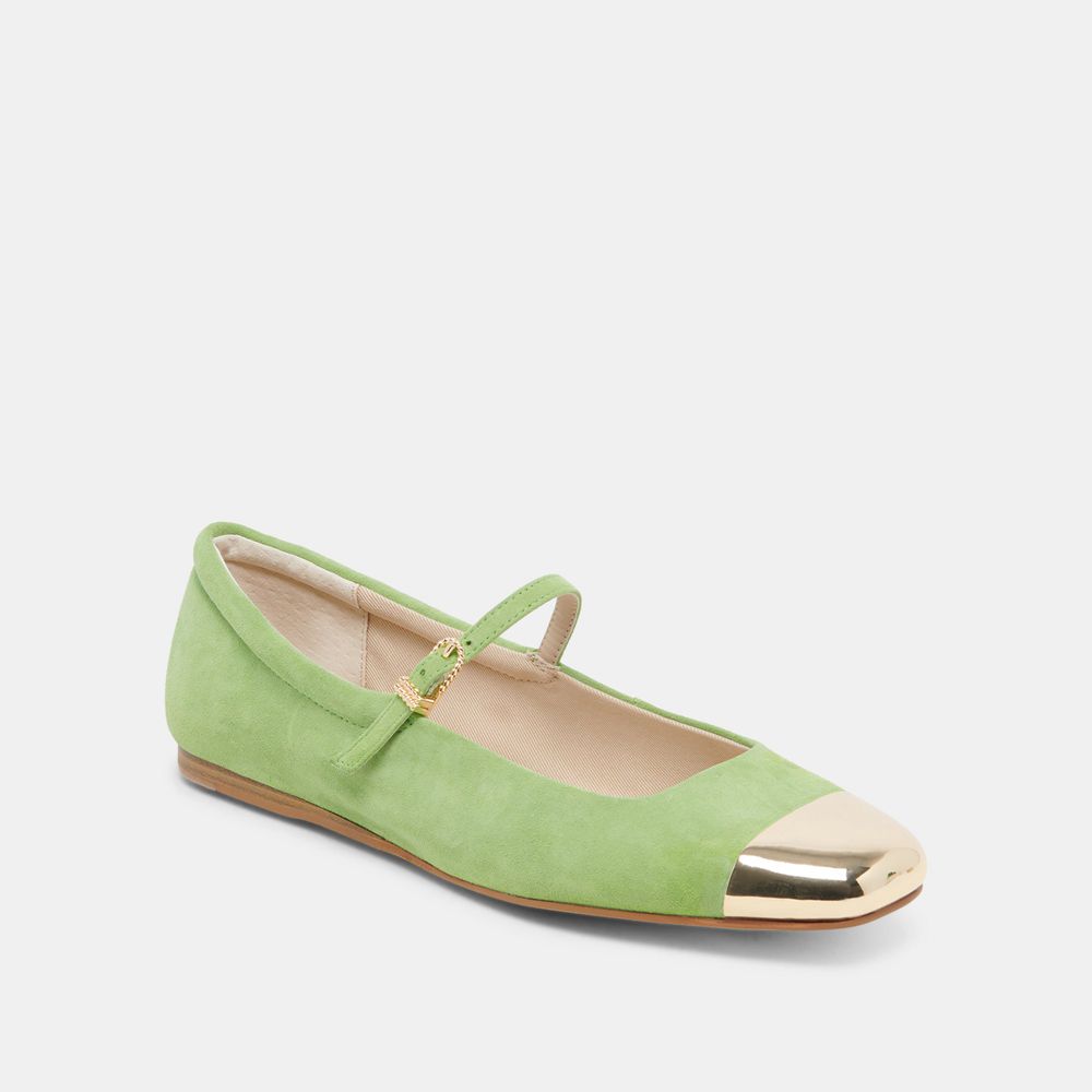 Dolce Vita Reyes Toe Cap Suede Women Ballet Flats Green | US-387640KTX