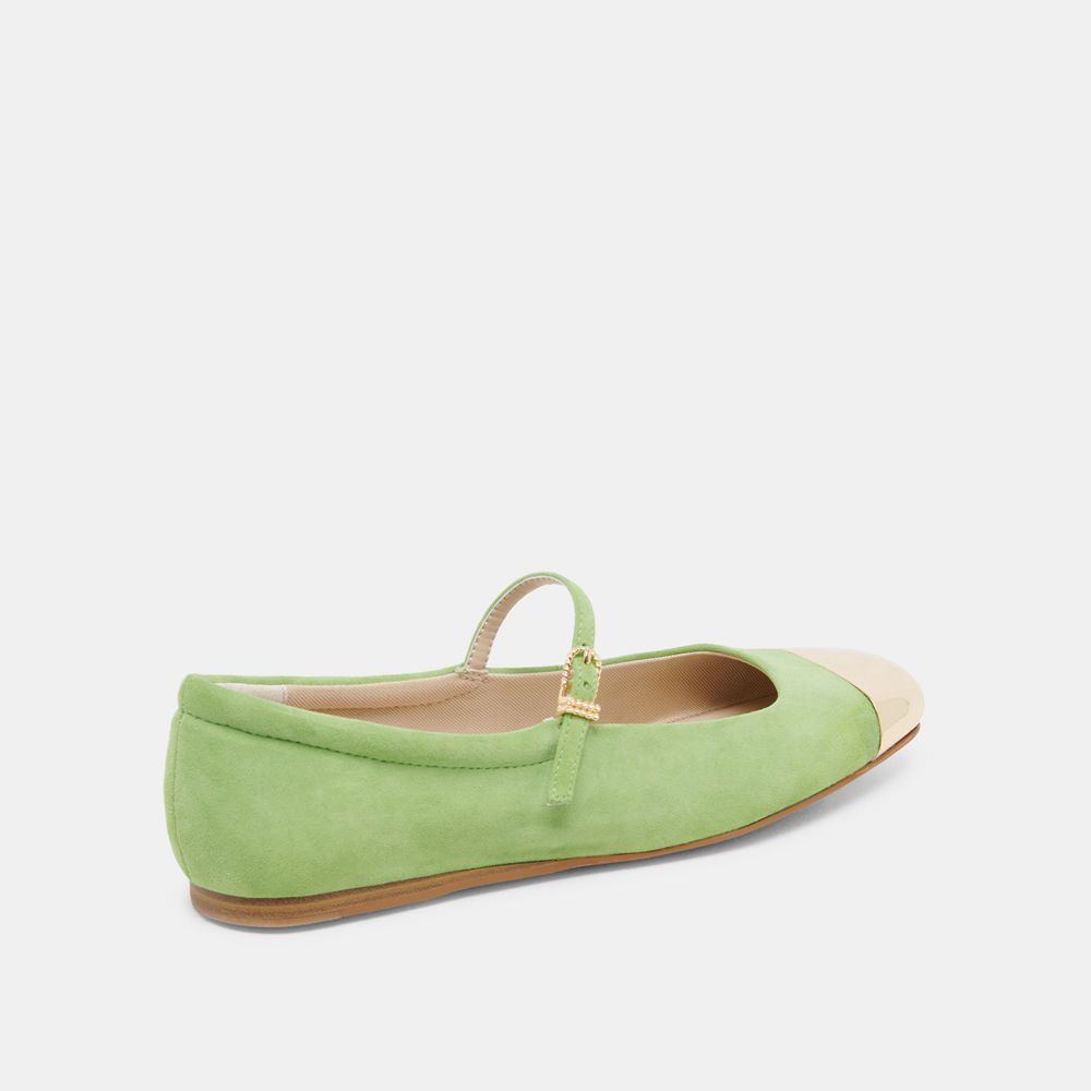 Dolce Vita Reyes Toe Cap Suede Women Ballet Flats Green | US-387640KTX