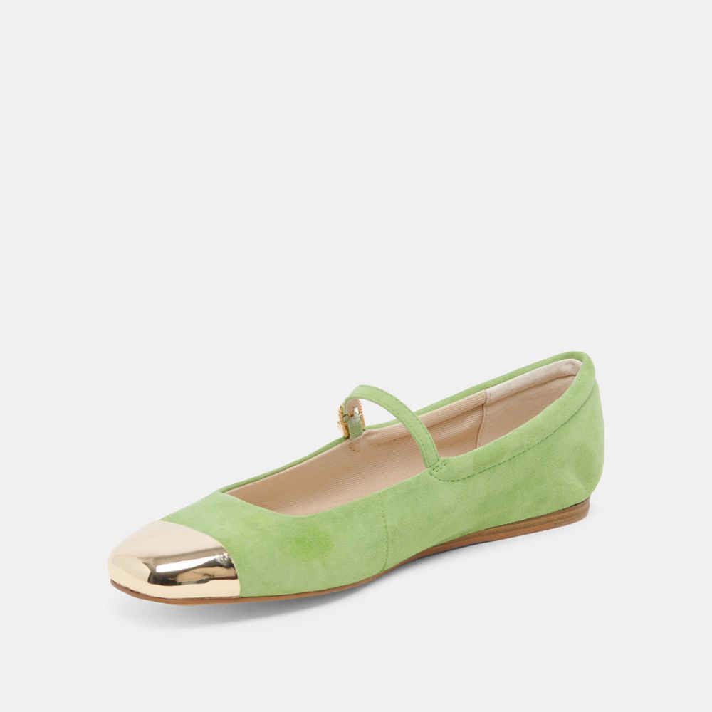 Dolce Vita Reyes Toe Cap Suede Women Ballet Flats Green | US-387640KTX