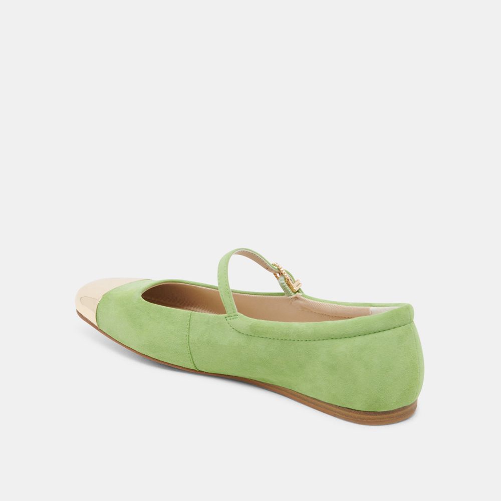 Dolce Vita Reyes Toe Cap Suede Women Ballet Flats Green | US-387640KTX