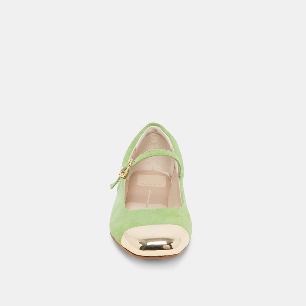 Dolce Vita Reyes Toe Cap Suede Women Ballet Flats Green | US-387640KTX