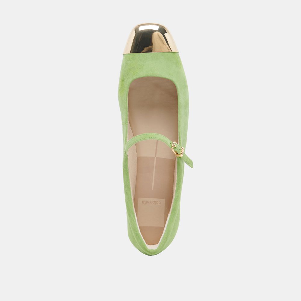 Dolce Vita Reyes Toe Cap Suede Women Ballet Flats Green | US-387640KTX