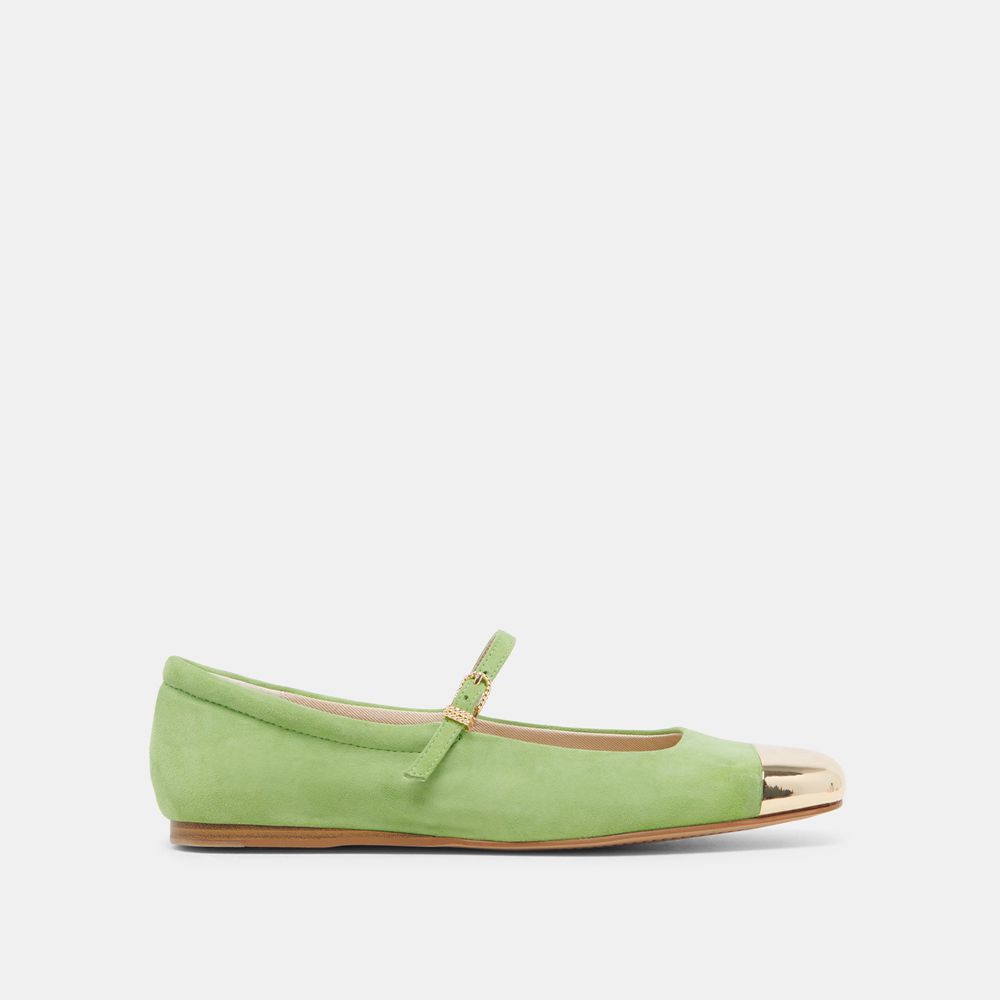 Dolce Vita Reyes Toe Cap Suede Women Ballet Flats Green | US-387640KTX