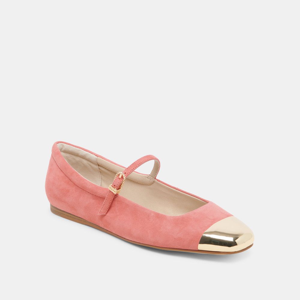 Dolce Vita Reyes Toe Cap Suede Women Ballet Flats Coral | US-184730WPS