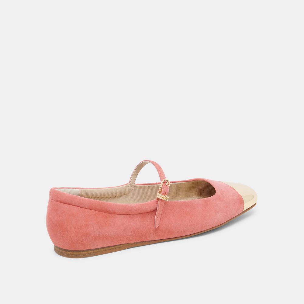 Dolce Vita Reyes Toe Cap Suede Women Ballet Flats Coral | US-184730WPS