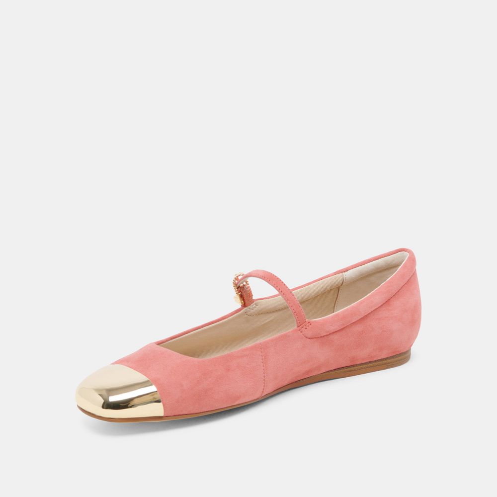 Dolce Vita Reyes Toe Cap Suede Women Ballet Flats Coral | US-184730WPS