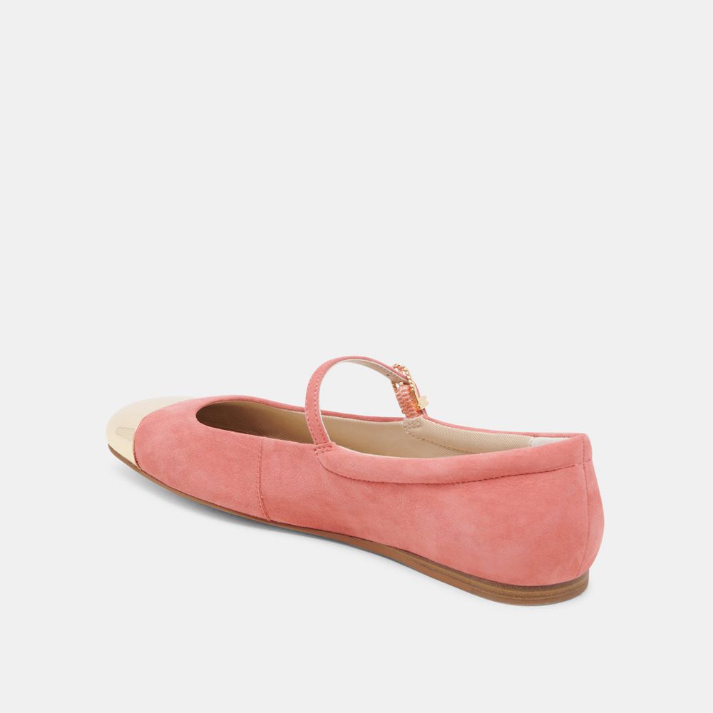 Dolce Vita Reyes Toe Cap Suede Women Ballet Flats Coral | US-184730WPS