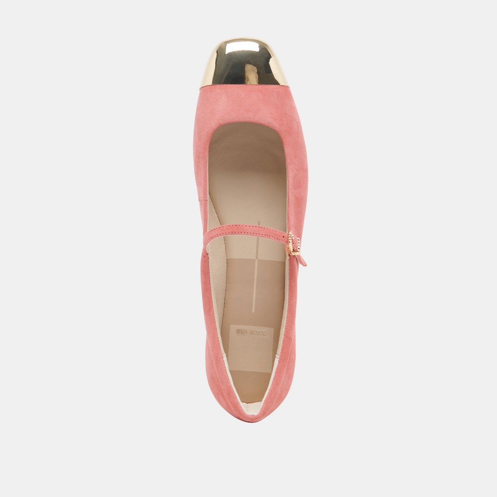 Dolce Vita Reyes Toe Cap Suede Women Ballet Flats Coral | US-184730WPS