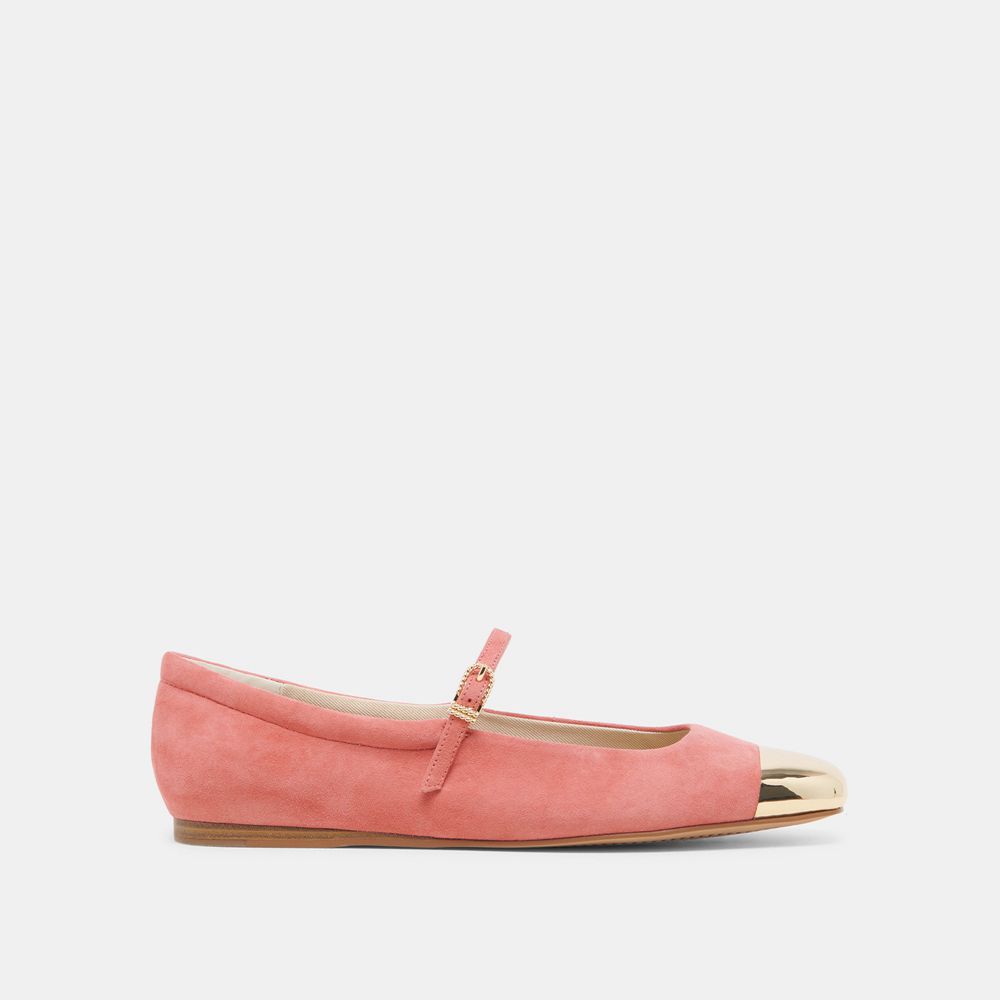 Dolce Vita Reyes Toe Cap Suede Women Ballet Flats Coral | US-184730WPS