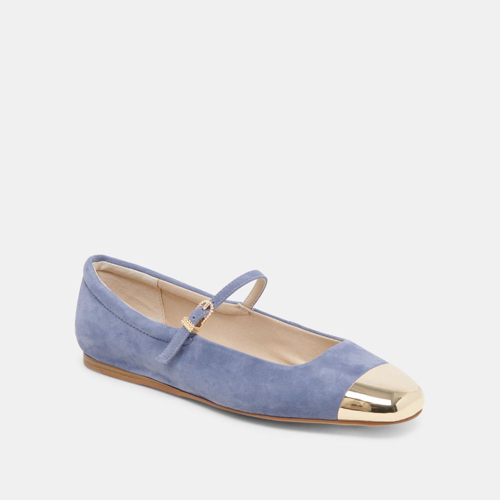 Dolce Vita Reyes Toe Cap Suede Women Ballet Flats Blue | US-507243RKQ