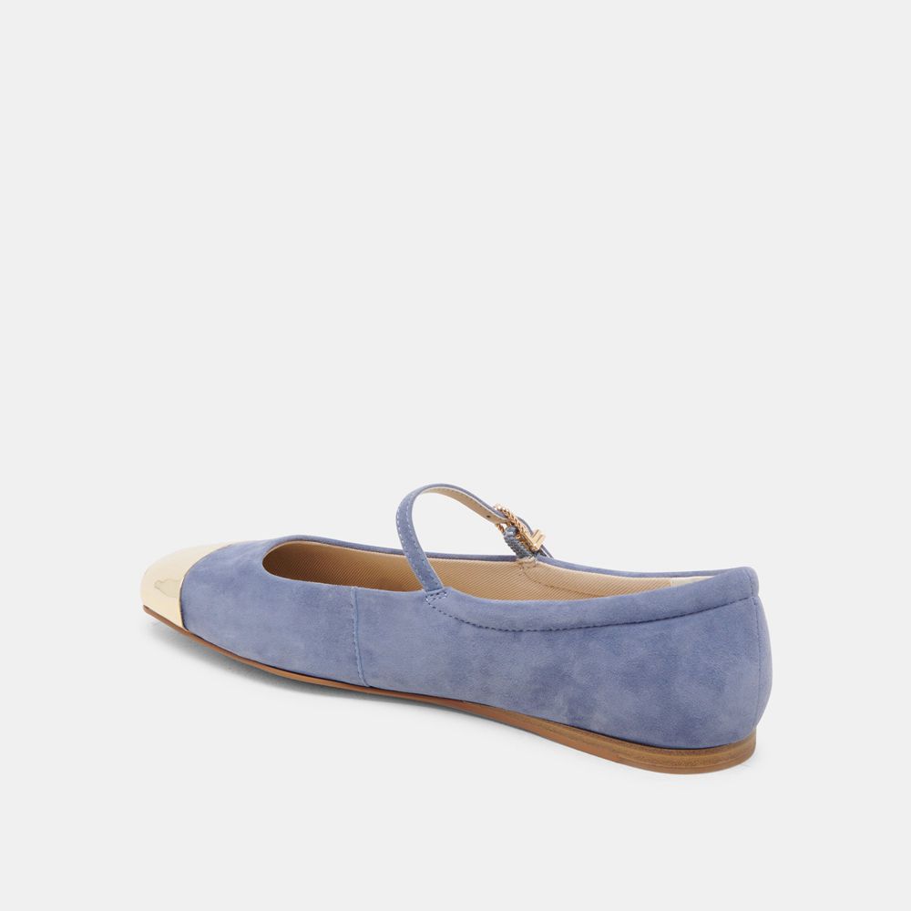 Dolce Vita Reyes Toe Cap Suede Women Ballet Flats Blue | US-507243RKQ